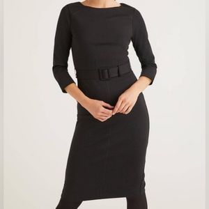Boden | Trumpet Rosalie Ponte Midi Dress | Black | Size 8 R